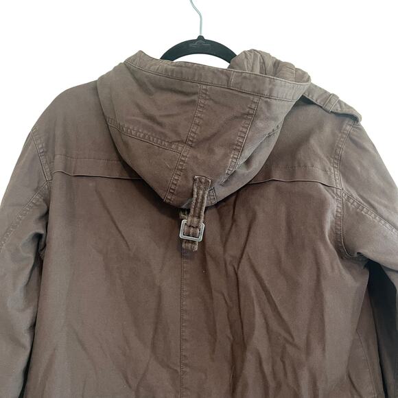 The Kooples Longline Cotton Utility Parka Coat Jacket Khaki Brown Size 2 - Picture 7 of 10